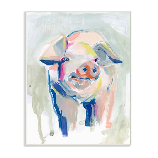 Stupell Industries Colorful Pig Farm Animal Painting Wall Plaque